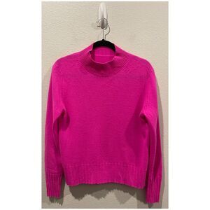 J.CREW Neon Berry Pink Mockneck Pullover Cashmere Sweater